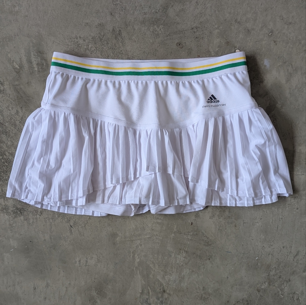 Adidas White Skirt with Green and Yellow Stripes